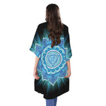 Vishuddha Chakra Mandala Print Open Front Beach Cover Up
