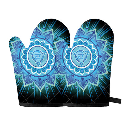 Vishuddha Chakra Mandala Print Oven Mitts