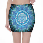 Vishuddha Chakra Mandala Print Pencil Mini Skirt