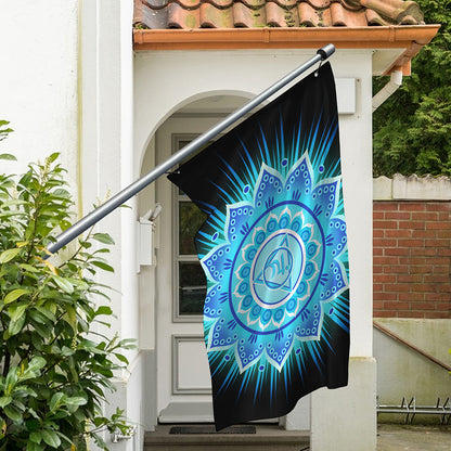 Vishuddha Chakra Mandala Print Polyester Flag