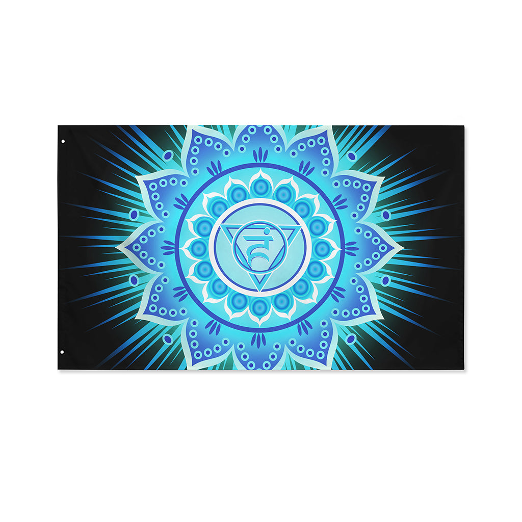 Vishuddha Chakra Mandala Print Polyester Flag