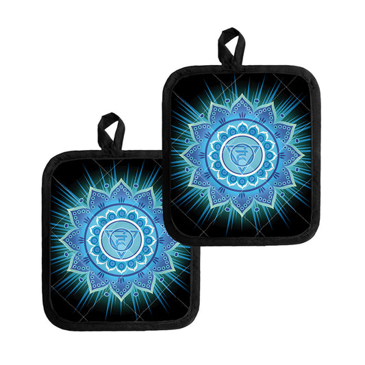 Vishuddha Chakra Mandala Print Pot Holders