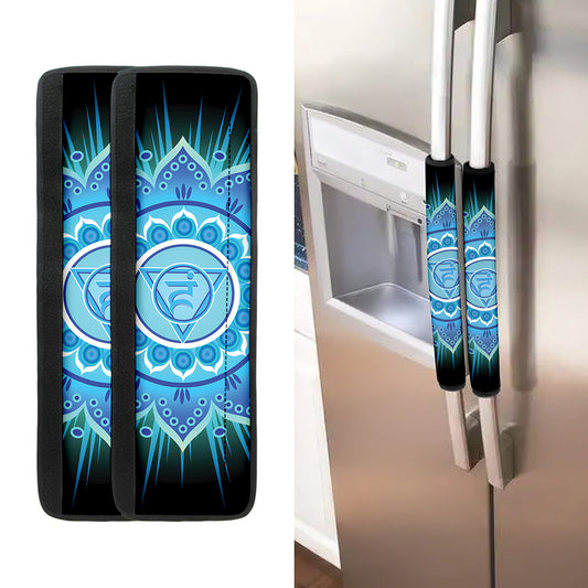 Vishuddha Chakra Mandala Print Refrigerator Handle Covers