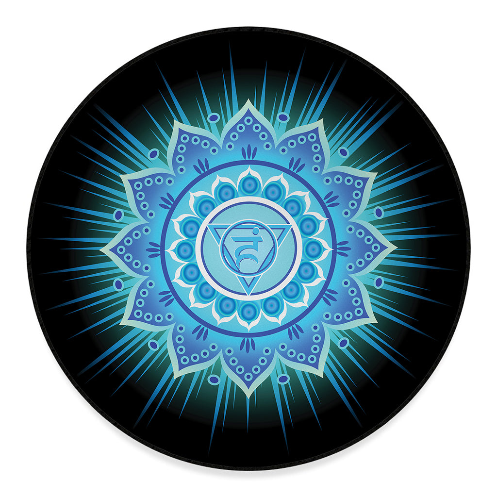 Vishuddha Chakra Mandala Print Round Floor Mat
