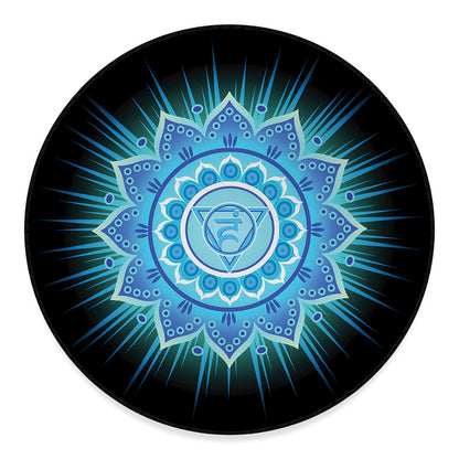 Vishuddha Chakra Mandala Print Round Floor Mat