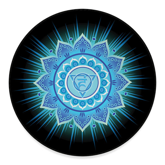Vishuddha Chakra Mandala Print Round Floor Mat