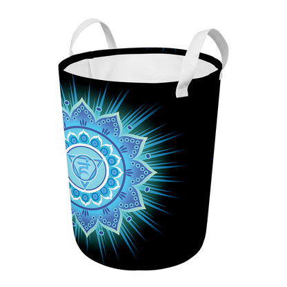 Vishuddha Chakra Mandala Print Round Laundry Basket