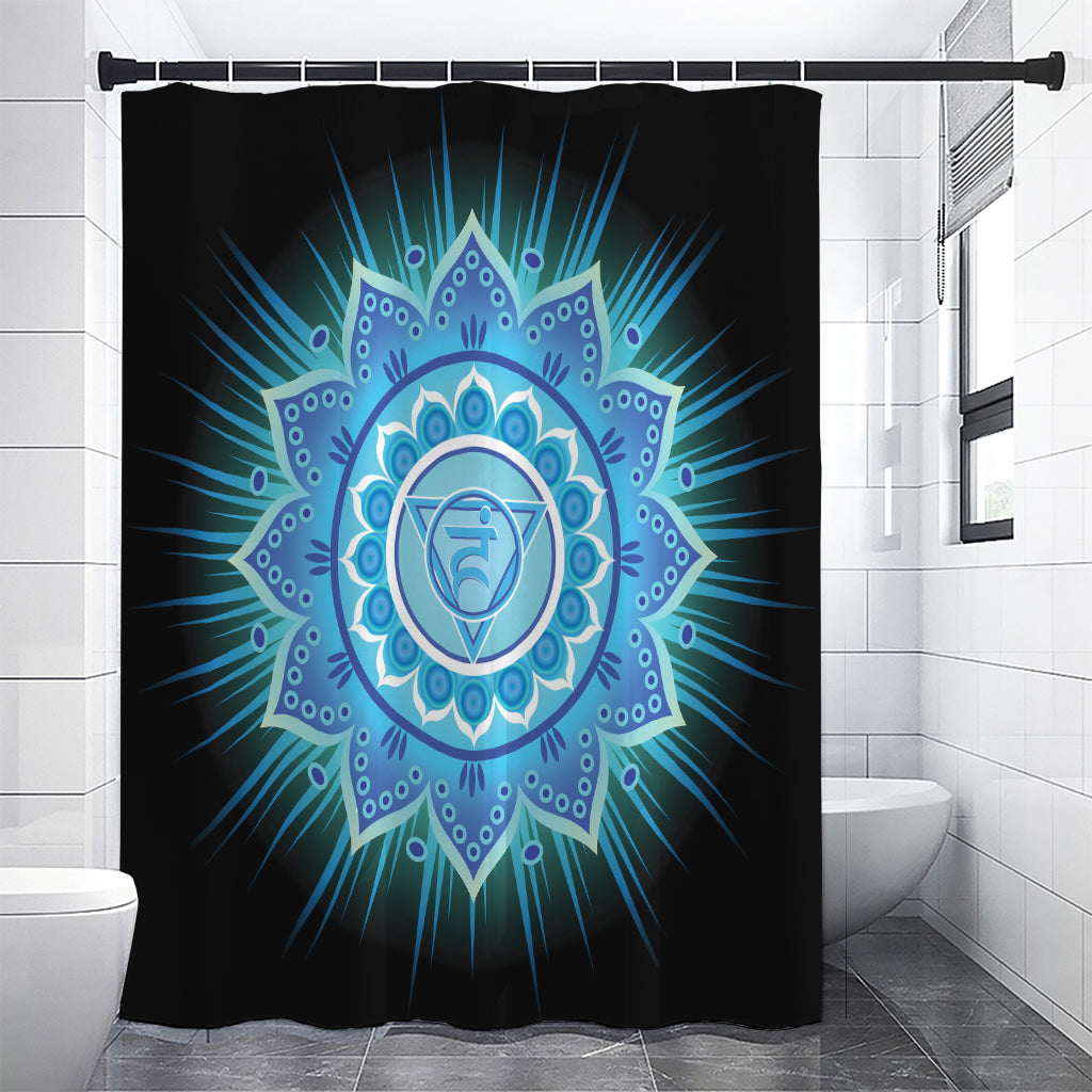 Vishuddha Chakra Mandala Print Shower Curtain