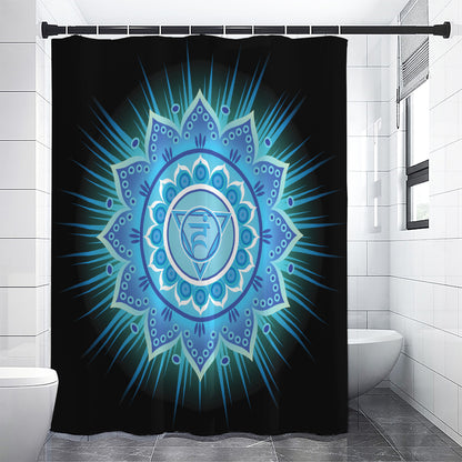 Vishuddha Chakra Mandala Print Shower Curtain