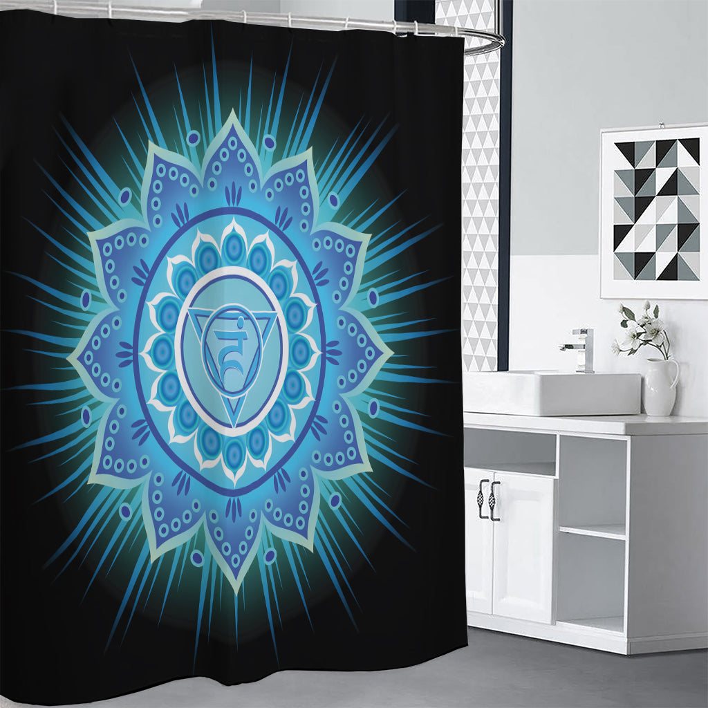 Vishuddha Chakra Mandala Print Shower Curtain
