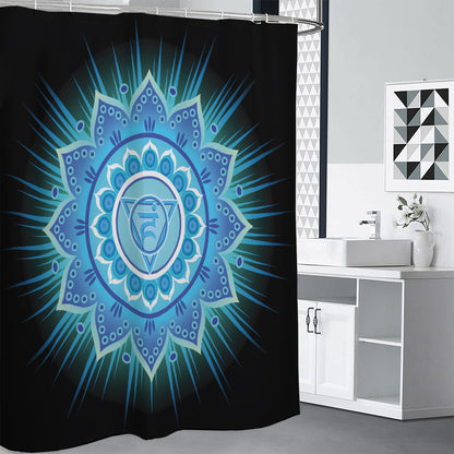 Vishuddha Chakra Mandala Print Shower Curtain