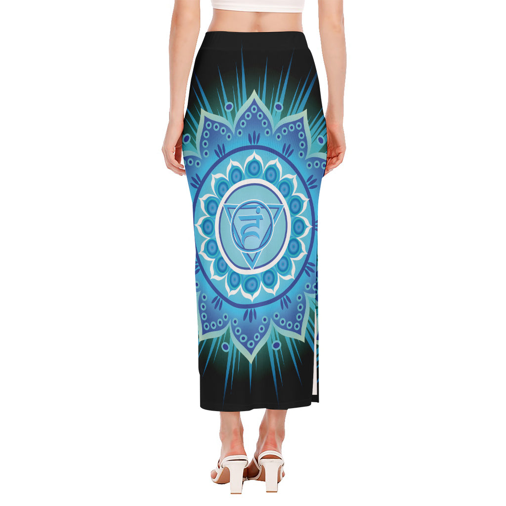 Vishuddha Chakra Mandala Print Side Slit Maxi Skirt