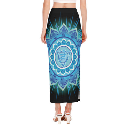 Vishuddha Chakra Mandala Print Side Slit Maxi Skirt