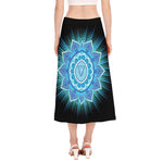 Vishuddha Chakra Mandala Print Side Slit Midi Skirt