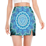 Vishuddha Chakra Mandala Print Side Slit Mini Skirt