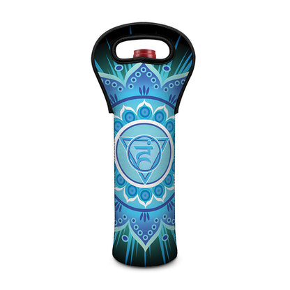 Vishuddha Chakra Mandala Print Single Neoprene Wine Tote
