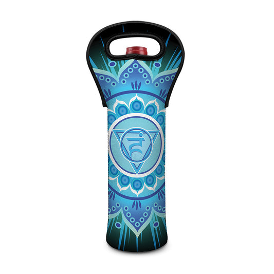 Vishuddha Chakra Mandala Print Single Neoprene Wine Tote