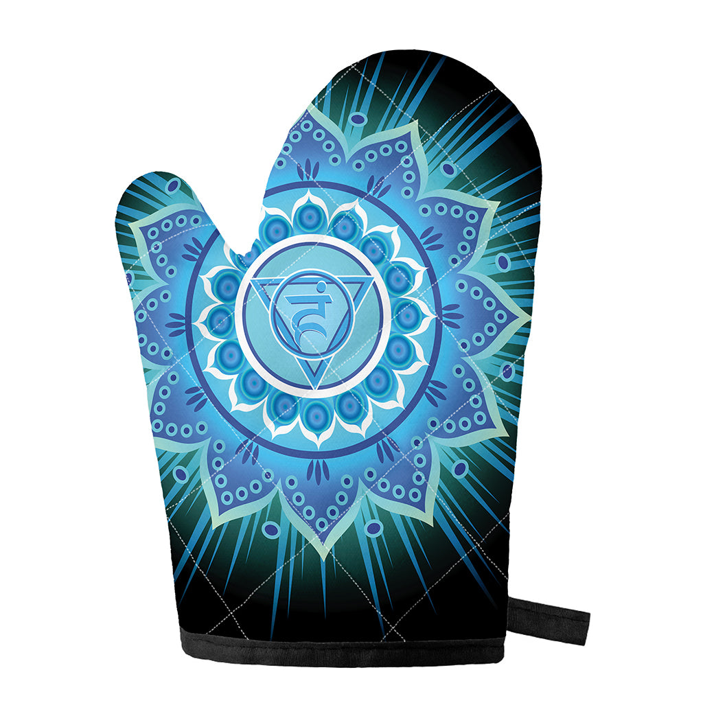 Vishuddha Chakra Mandala Print Single Oven Mitt