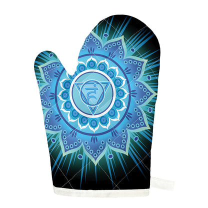 Vishuddha Chakra Mandala Print Single Oven Mitt