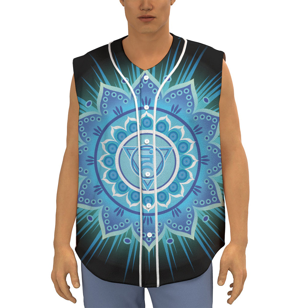 Vishuddha Chakra Mandala Print Sleeveless Baseball Jersey