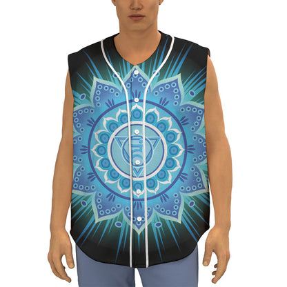 Vishuddha Chakra Mandala Print Sleeveless Baseball Jersey