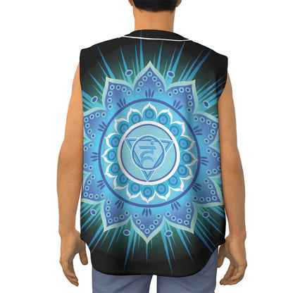 Vishuddha Chakra Mandala Print Sleeveless Baseball Jersey