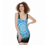 Vishuddha Chakra Mandala Print Sleeveless Bodycon Dress