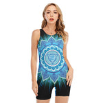 Vishuddha Chakra Mandala Print Sleeveless One Piece Swimsuit