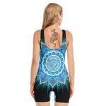Vishuddha Chakra Mandala Print Sleeveless One Piece Swimsuit