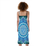 Vishuddha Chakra Mandala Print Slim Fit Midi Cami Dress