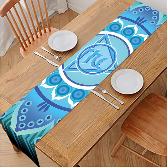 Vishuddha Chakra Mandala Print Table Runner