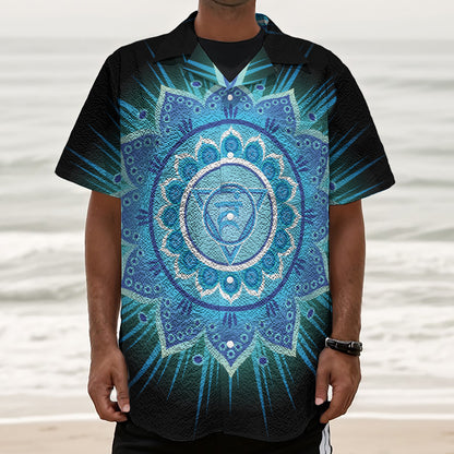 Vishuddha Chakra Mandala Print Textured Short Sleeve Shirt
