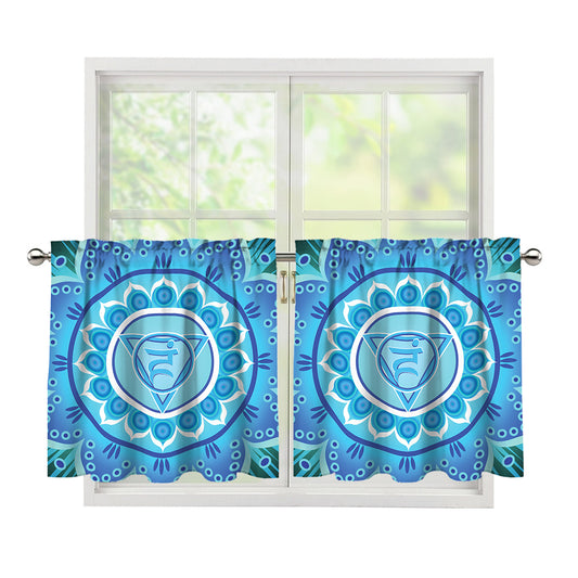 Vishuddha Chakra Mandala Print Tier Curtains