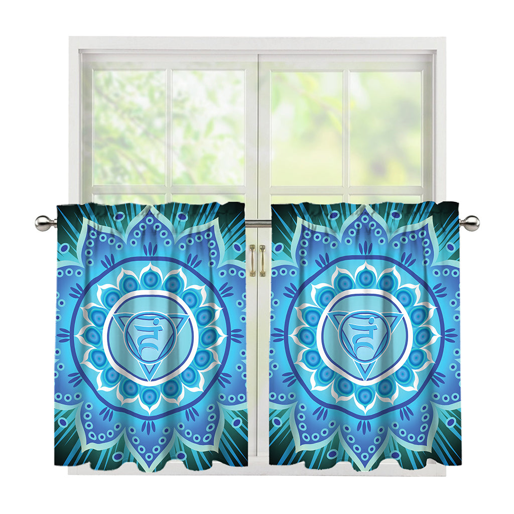 Vishuddha Chakra Mandala Print Tier Curtains