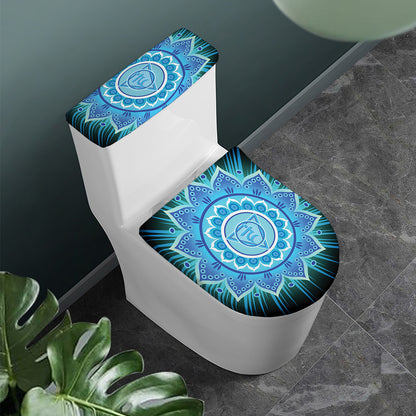 Vishuddha Chakra Mandala Print Toilet Lid And Tank Cover Set