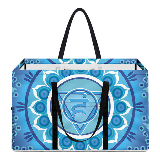Vishuddha Chakra Mandala Print Utility Tote Bag
