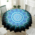 Vishuddha Chakra Mandala Print Waterproof Round Tablecloth
