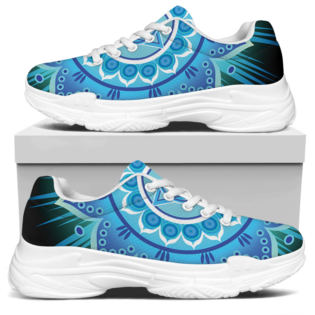 Vishuddha Chakra Mandala Print White Chunky Shoes
