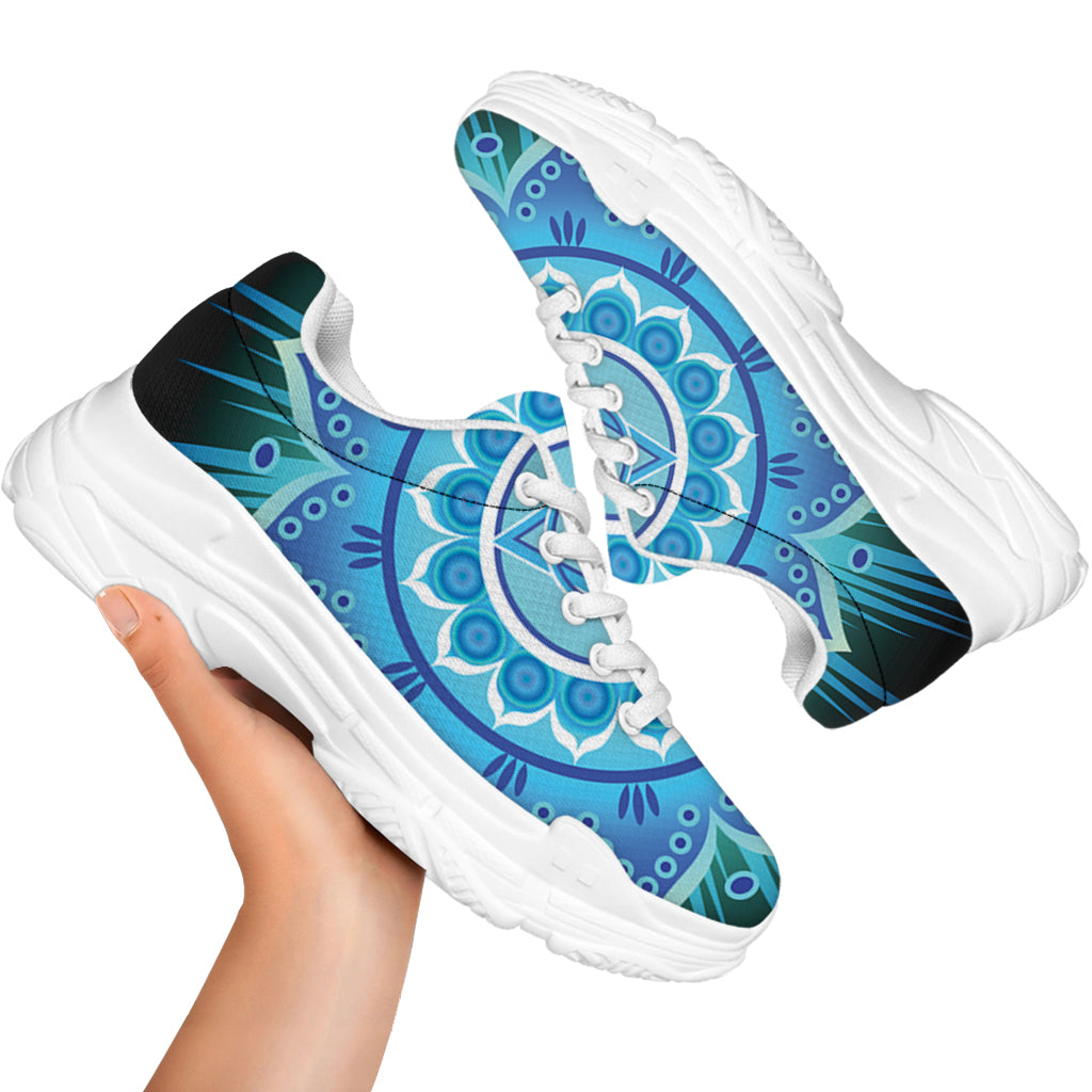 Vishuddha Chakra Mandala Print White Chunky Shoes
