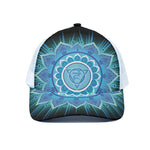 Vishuddha Chakra Mandala Print White Mesh Trucker Cap