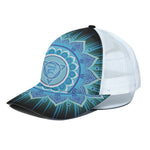 Vishuddha Chakra Mandala Print White Mesh Trucker Cap