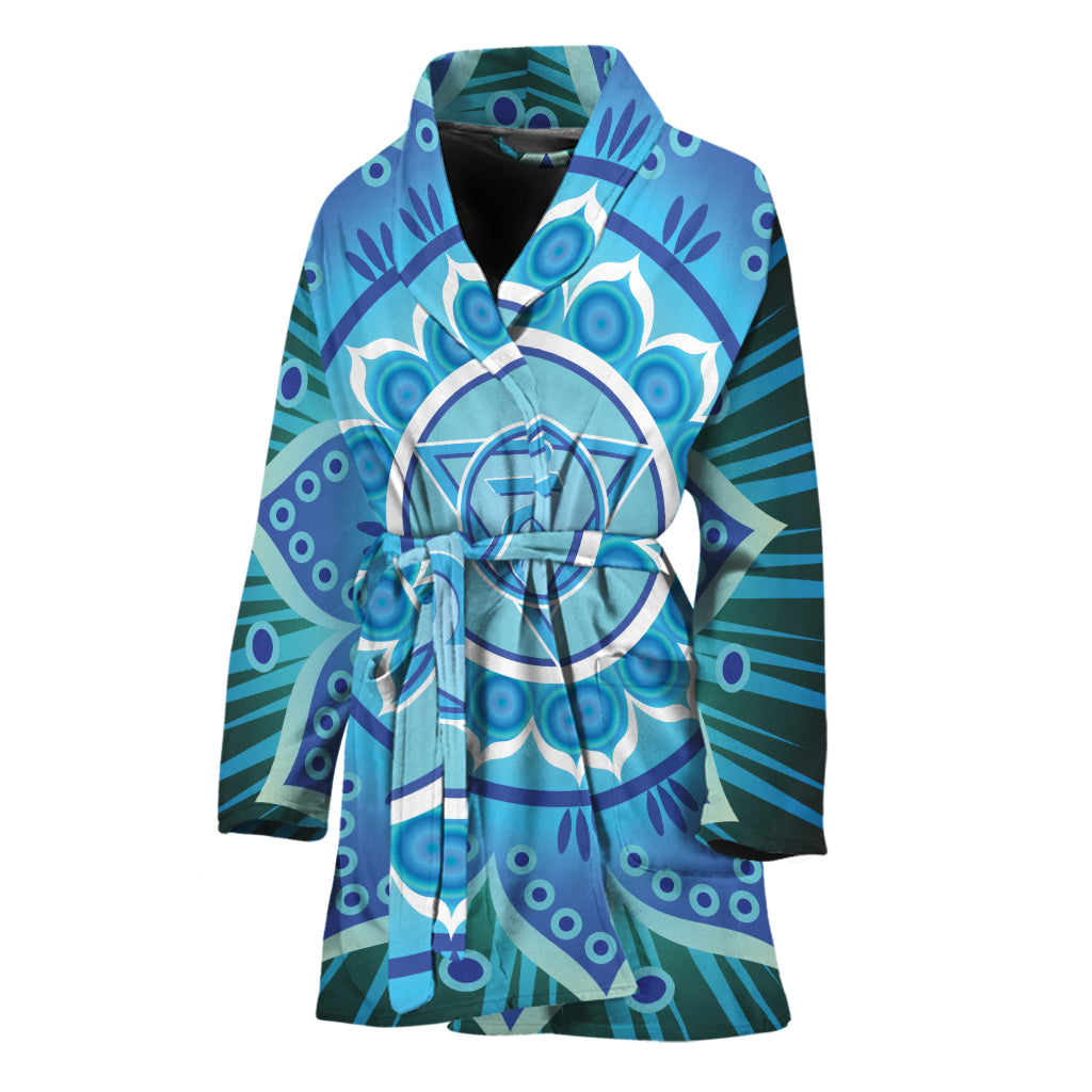 Vishuddha Chakra Mandala Print Women's Bathrobe
