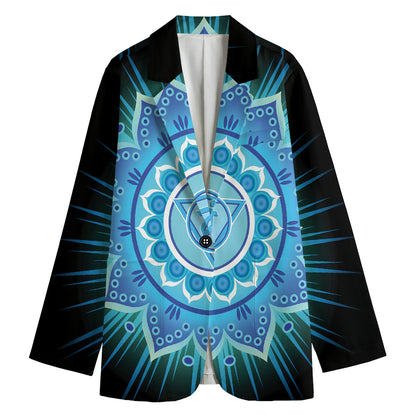 Vishuddha Chakra Mandala Print Women's Blazer