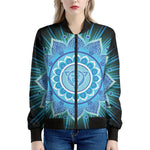 Vishuddha Chakra Mandala Print Women's Bomber Jacket
