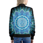 Vishuddha Chakra Mandala Print Women's Bomber Jacket
