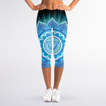 Vishuddha Chakra Mandala Print Women's Capri Leggings