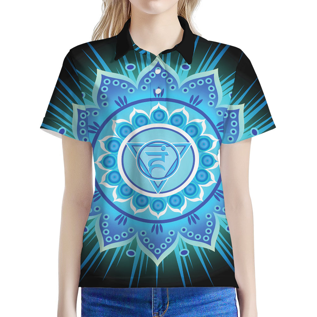 Vishuddha Chakra Mandala Print Women's Polo Shirt