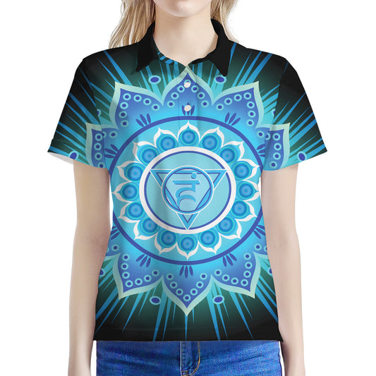 Vishuddha Chakra Mandala Print Women's Polo Shirt