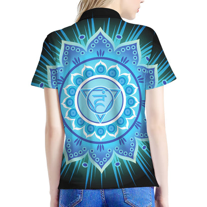 Vishuddha Chakra Mandala Print Women's Polo Shirt