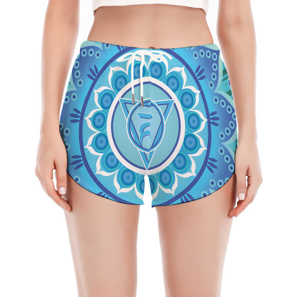 Vishuddha Chakra Mandala Print Women's Split Running Shorts